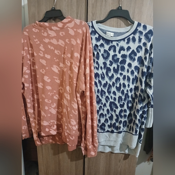 Wonderly Sweaters - Leopard Print Sweaters in Pink and Blue #0007